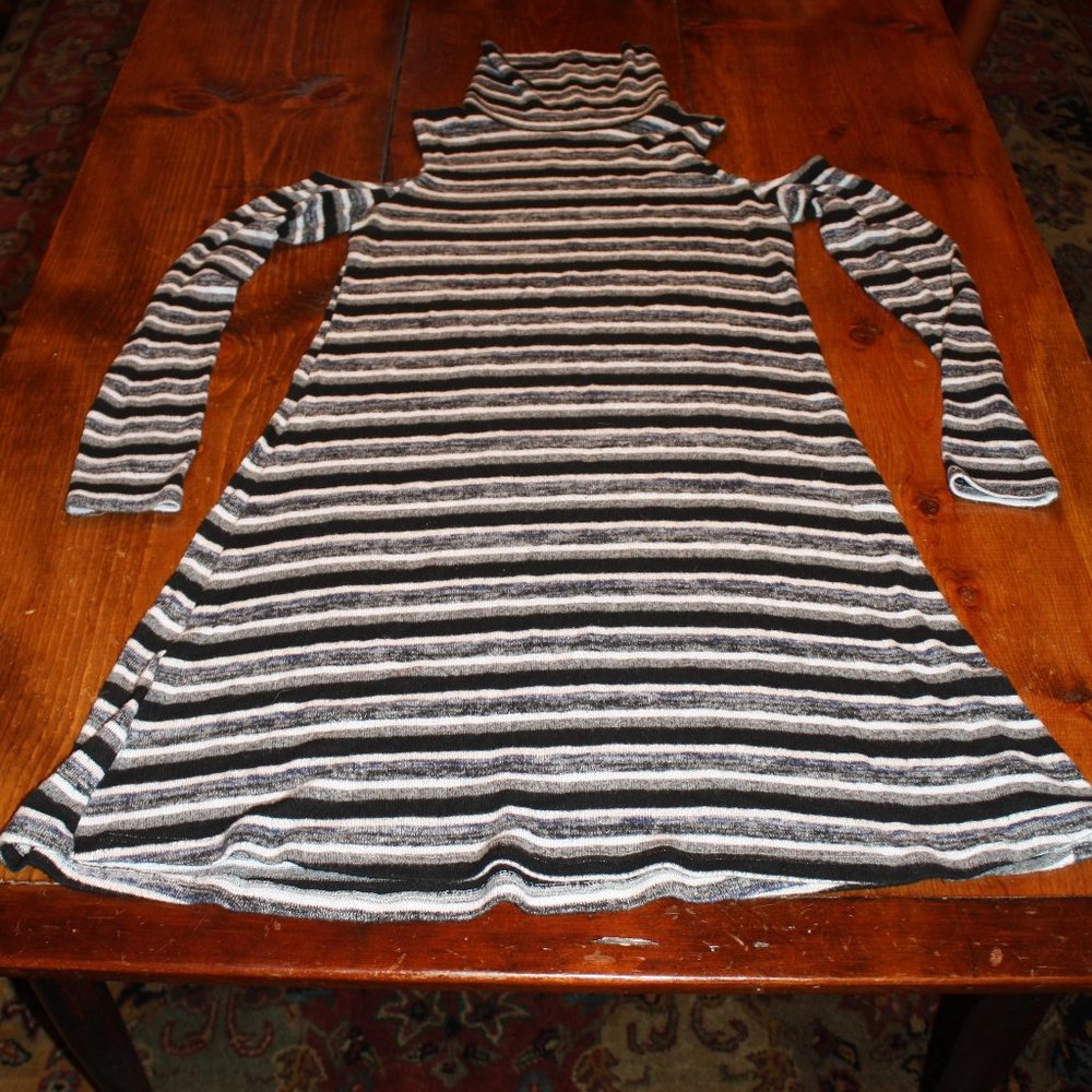 American Eagle Outfitters Black & White Striped Turtleneck Sweater Dress Size M